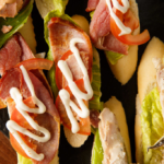 Close up of open sandwiches from weddings and events menu