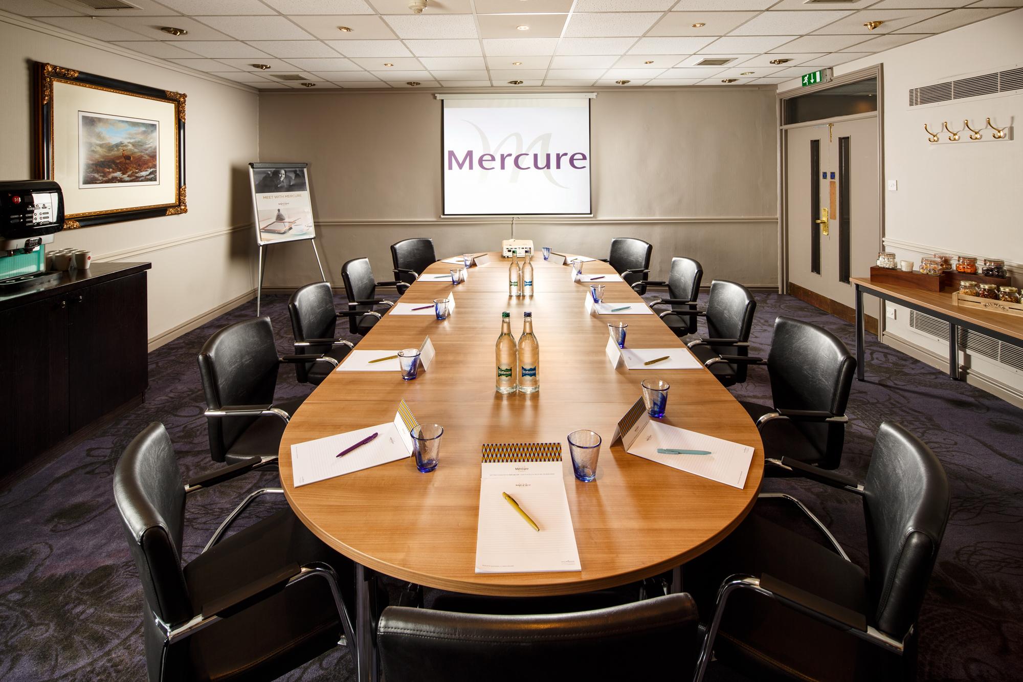 mercure-inverness-hotel-ambassador-meeting-01-lr-260815 Table and chairs ready for a meeting in the Ambassador Room