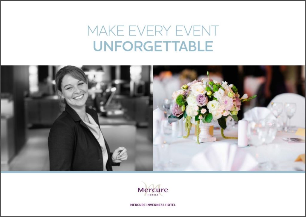 Cover of the events brochure for mercure inverness hotel