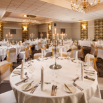 The Inverness suite with tables and chairs dressed for a wedding at mercure inverness hotel